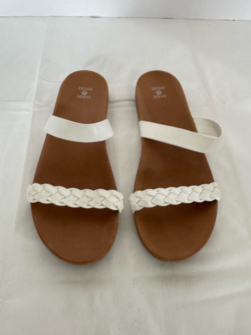 Shade & Shore White Braided and Single-Strap Slide Sandals Size 10